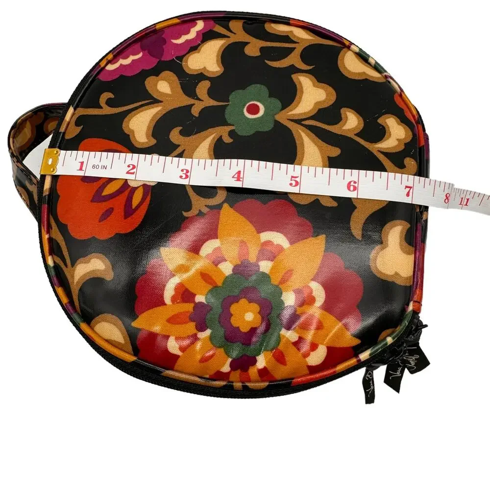 Vera Bradley Cosmetic Makeup Case Suzani Hatbox Travel Floral Black Pink NEW